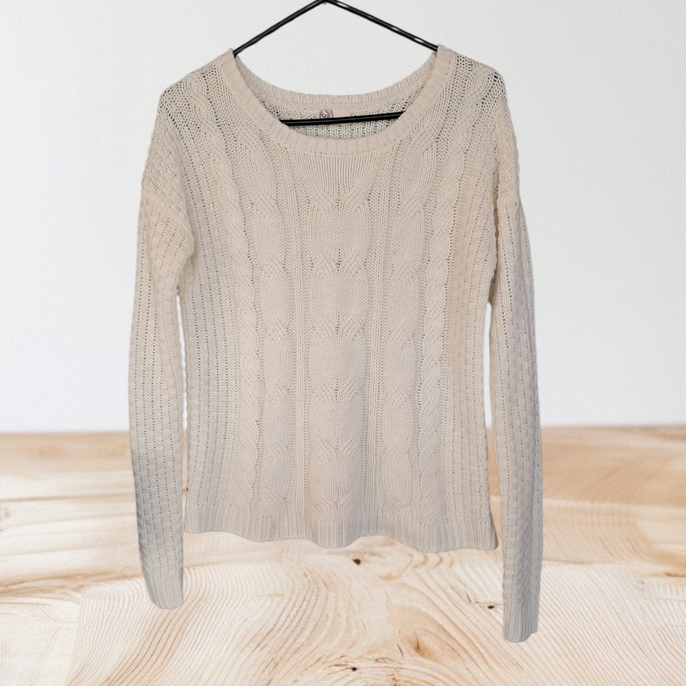 SO Women's Cream Cable Knit Sweater